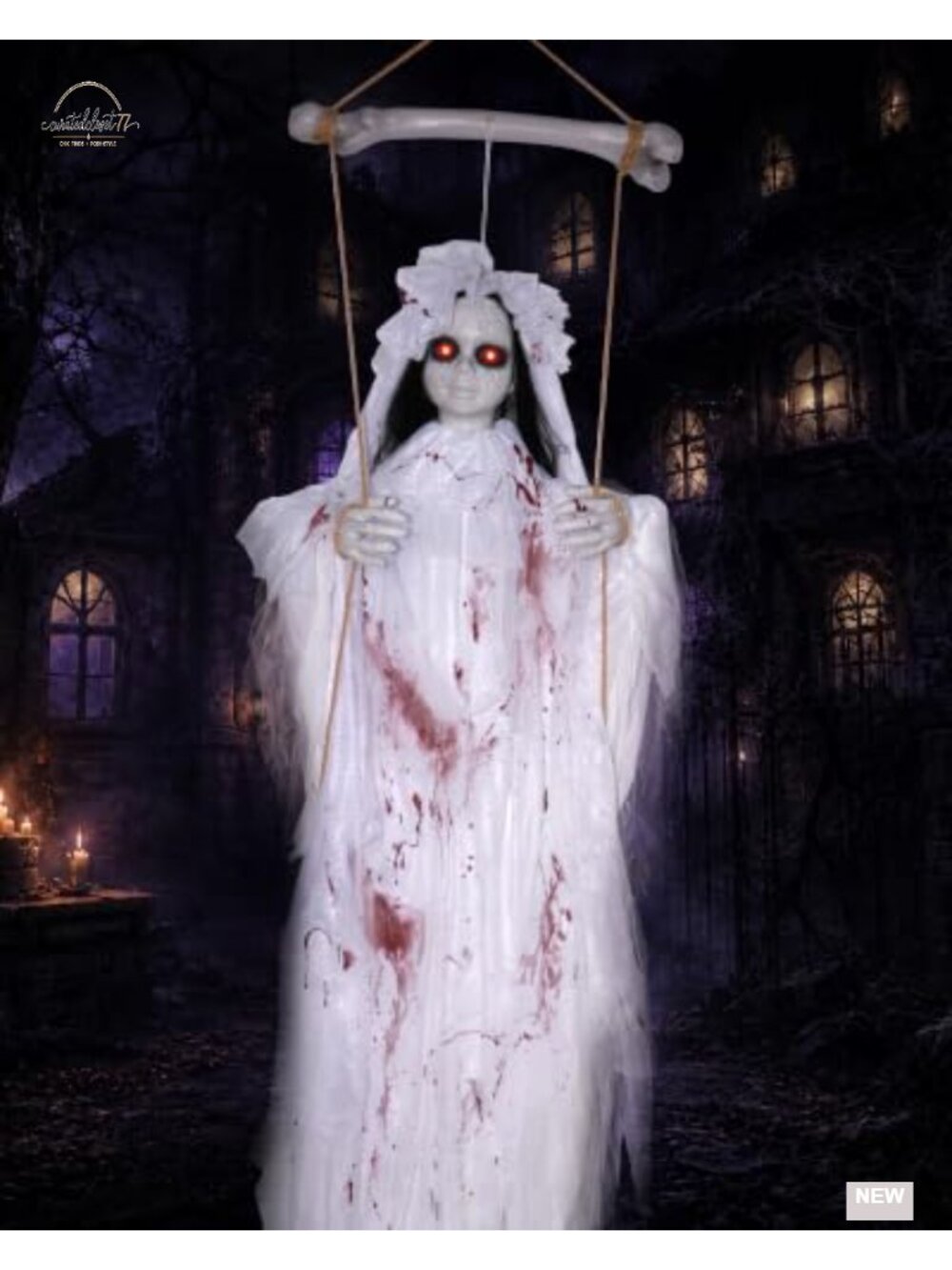 Swinging Ghost Halloween Prop Sound Activated Indoor Outdoor Yard Decor